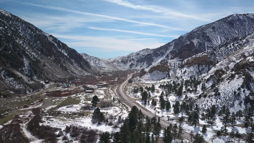 4k00 28aerial Mountain Valley Road Cabins Along River Utah Big