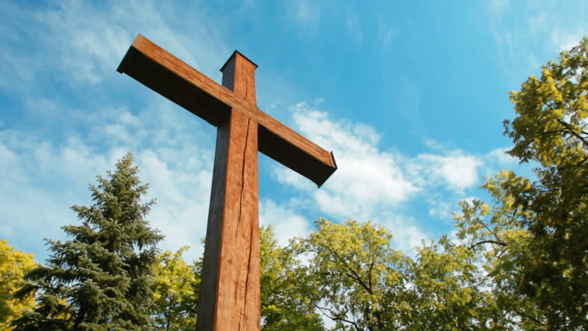 Big Wooden Cross is Standing Stock Footage Video (100% Royalty-free