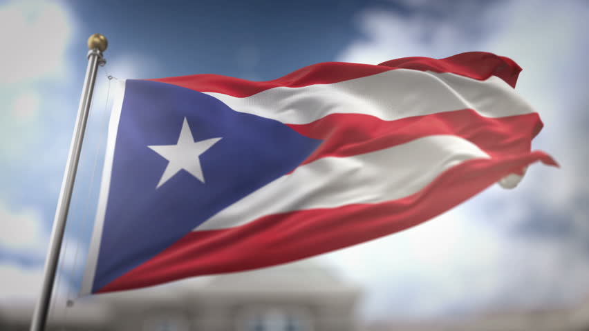 Realistic Flag Of Puerto Rico Waving In The Wind. Seamless Loop With ...