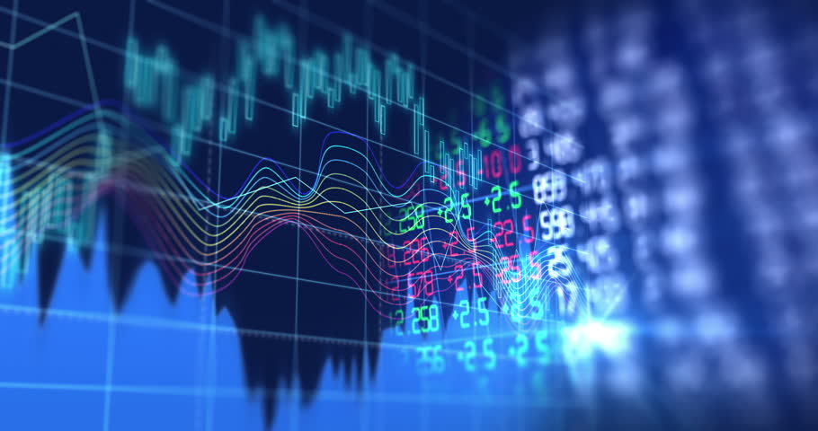 Financial Charts With Increasing Profits. Green And Blue. Economy ...