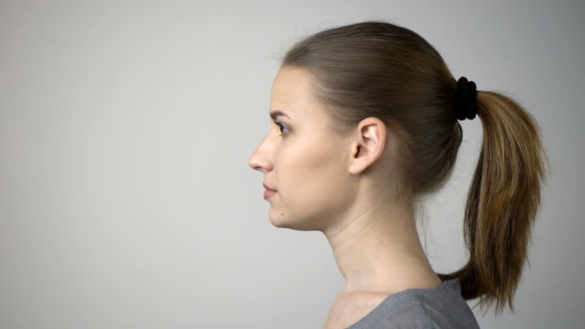 Closeup Profile Of Confident Woman Looking At Copy Space In Front Of 