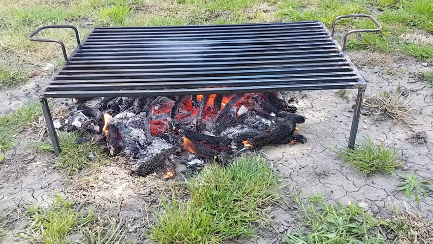 Home Backyard Handmade Barbecue Grill Stock Footage Video (100% Royalty