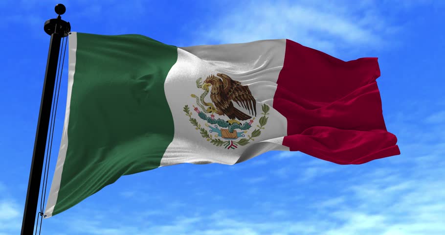 Mexican Flag 1. The Flag Of Mexico On A Sunny Day, With Blue Sky ...