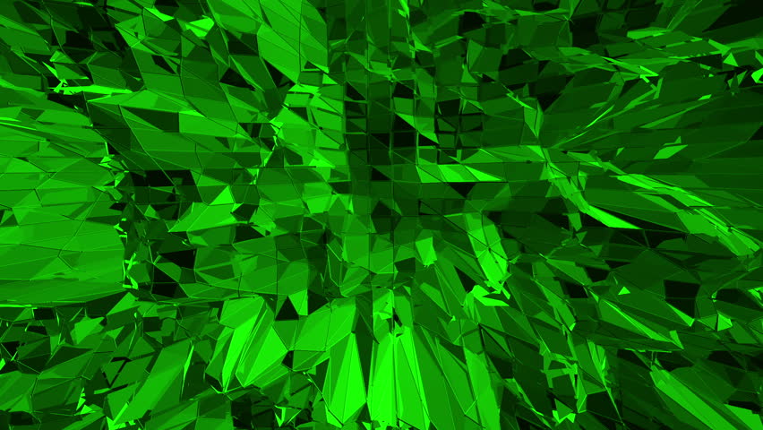 Dark Green Low Poly Waving Surface As Futuristic Cyberspace. Dark Green ...