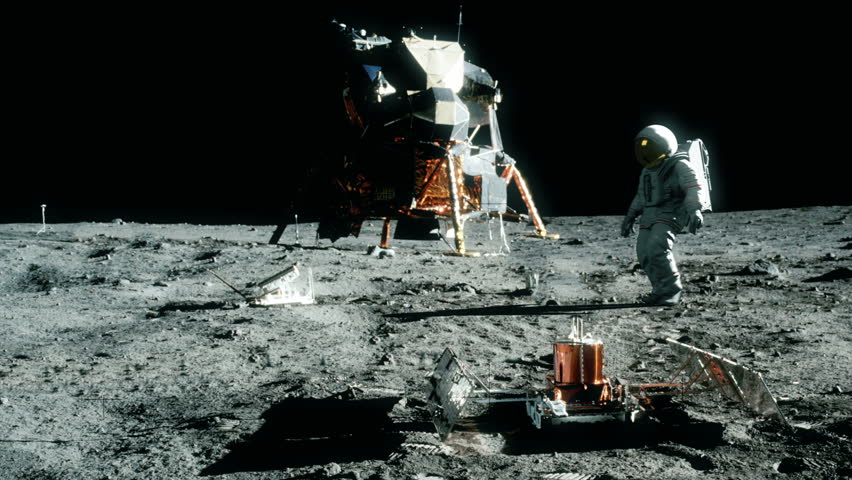 Apollo Astronauts Leaps On Moon Blue Flare Making New Discovery Some ...