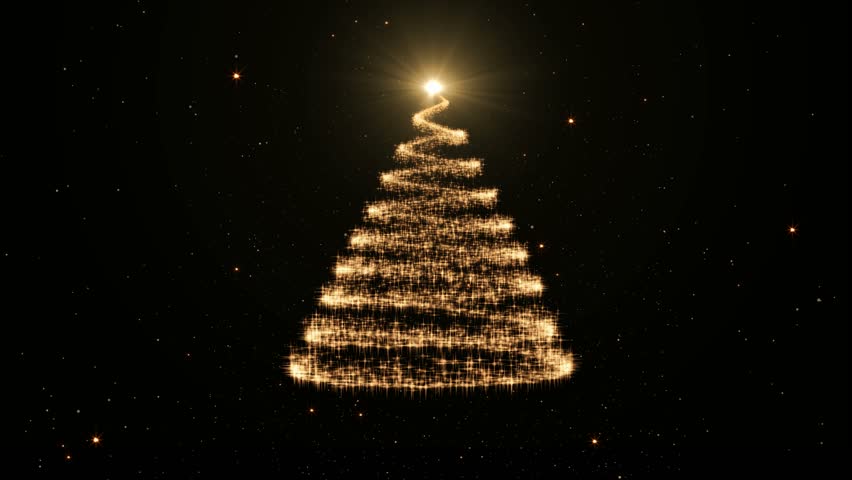 Christmas Tree With Falling Snow On Black Background Stock Footage ...