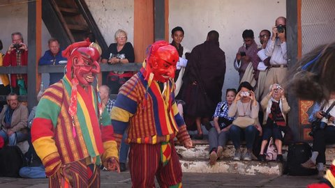 Bumthang, Bhutan - March, 2016: Tamshing Phala Chhoupa festival, Tamshing Monastery, nr Jakar