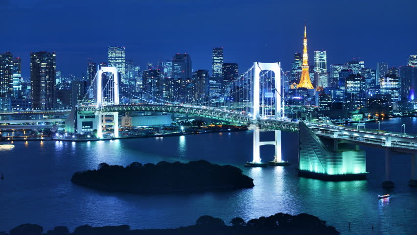 Tokyo Bay And Rainbow Bridge Stock Footage Video 100 Royalty