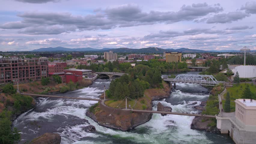 SPOKANE, WASHINGTON - SEPTEMBER 1: Spokane River Flows Through Downtown ...