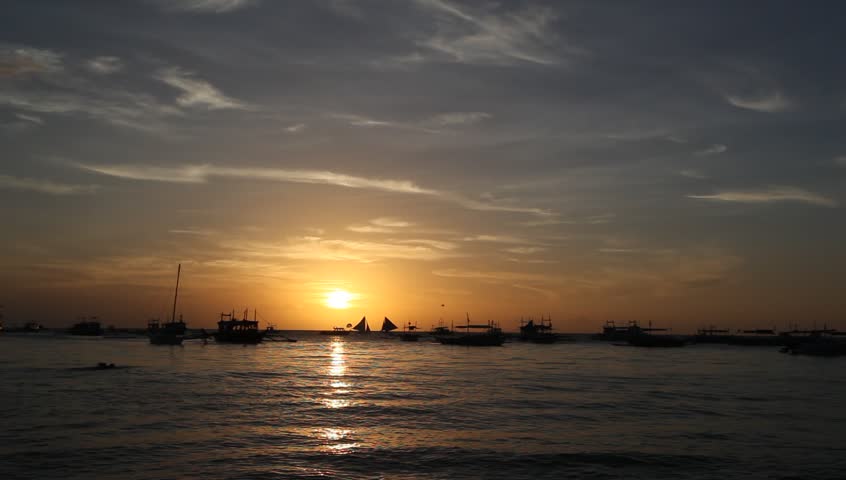 Sunset On Tropical Beach, Boracay Stock Footage Video (100% Royalty ...