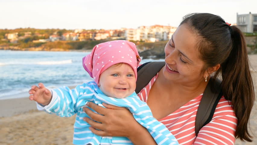 Beautiful Brunette Mom With Her Nine Month Old Daughter Play Near The Sea Beach Slow Motion Full Hd Beautiful Brunette Mom With Her Nine Month Old Daughter Play Near The Sea Beach Slow Motion Full Hd