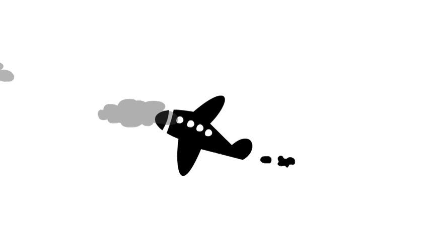 A Flying, Cartoon Passenger Jet Experiences Turbulence. Stock Footage