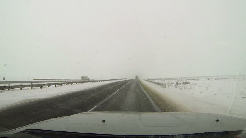 Winter Snow Blizzard Driving POV. Winter Snow Blizzard With Ice And ...