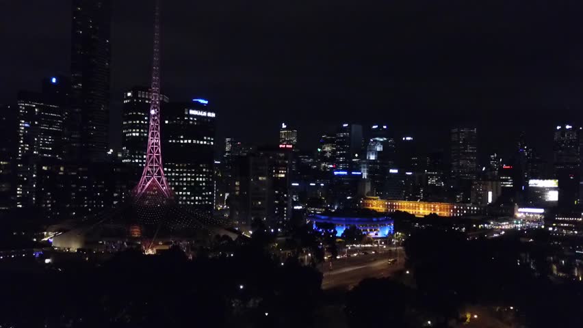 Melbourne Night Shot With City Stock Footage Video 100 Royalty