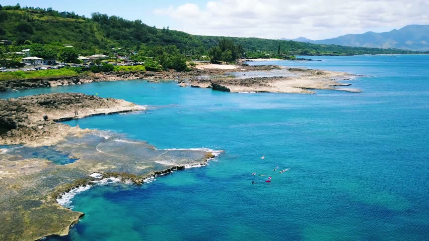 Aerial View Of Pupukea Beach Park, Aka Sharks Cove On North Shore Oahu ...