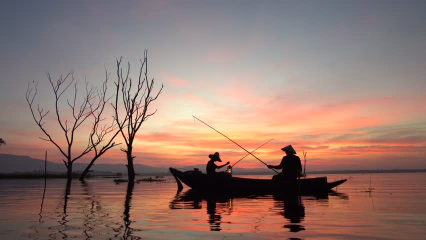 Man Fishing At Sunset Stock Footage Video 1088842 ...