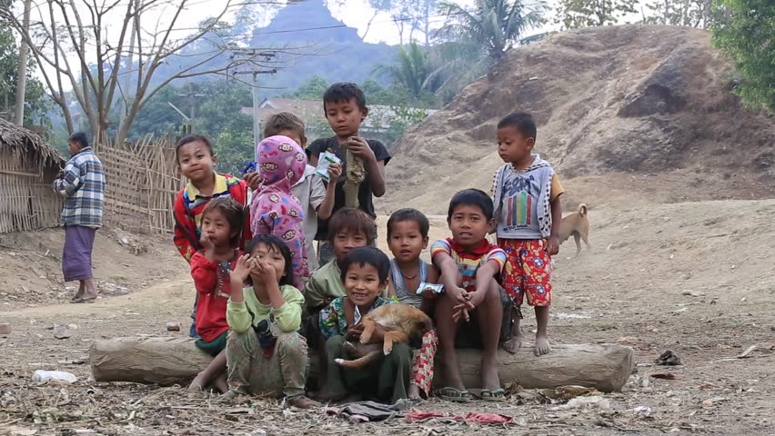 MRAUK-U, MYANMAR - JANUARY 26, 2016: Unidentified Poor Children On The ...