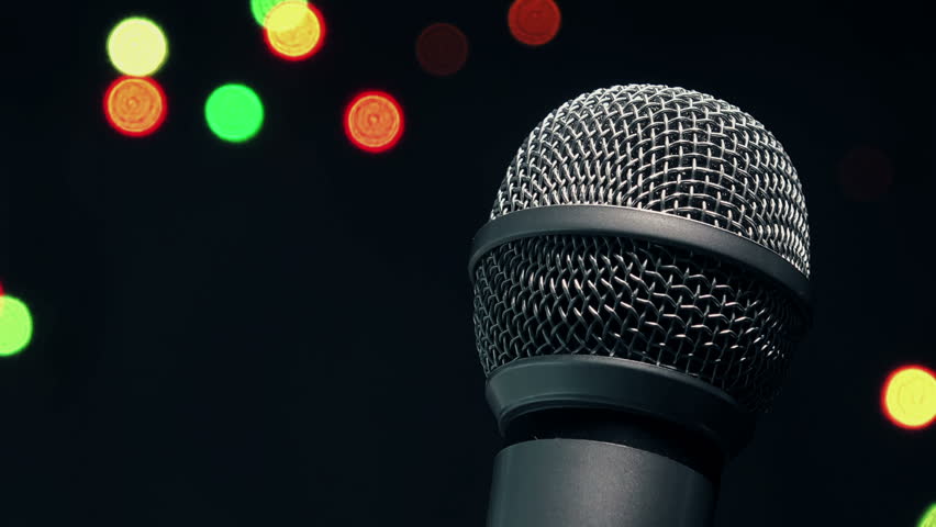 Karaoke Night, Microphone with Bokeh Stock Footage Video (100% Royalty