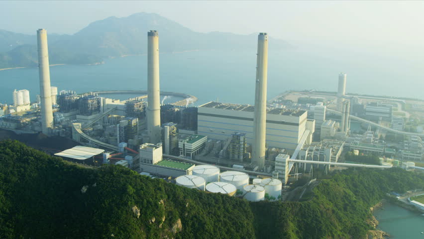 Aerial View Lamma Power Station, Lamma Island Chimneys, Hong Kong ...