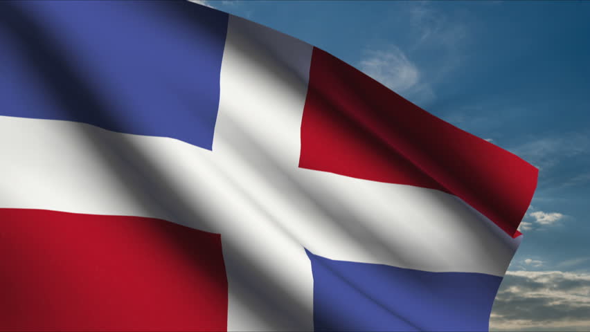 Dominican Republic Flag Slowly Waving In The Wind Silk -9482