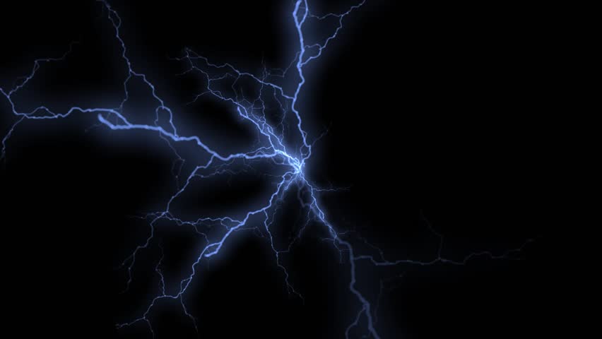 Blue Lightning Strands Black Background Stock Footage 