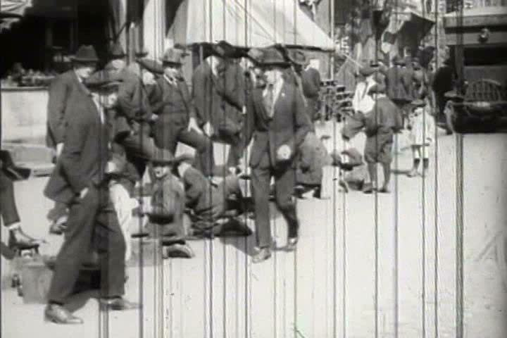 1910s, 1920s - A Shoe Shine Station In New York City. Stock Footage