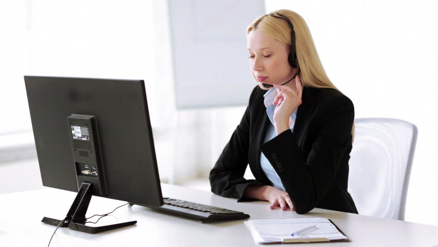 Attractive Business Woman Working With Computer In Office Stock Footage ...