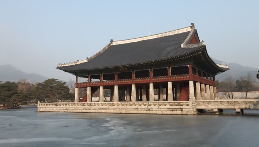 Stock video of gyeonghoeru pavilion korean traditional 