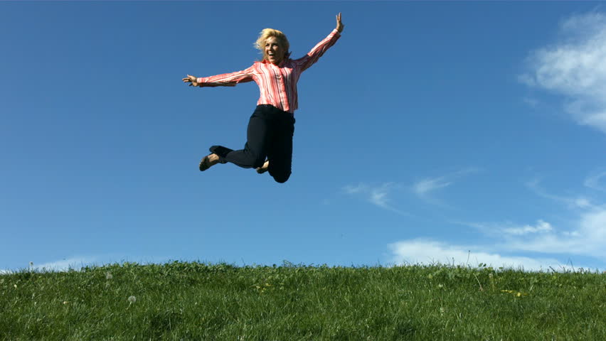 Jumping up and down. Jumping up and down