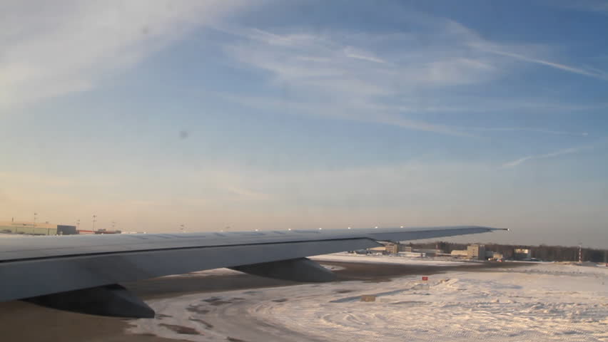 Time Lapse Of Airplane Takeoff At Airport With Snow Stock Footage Video ...