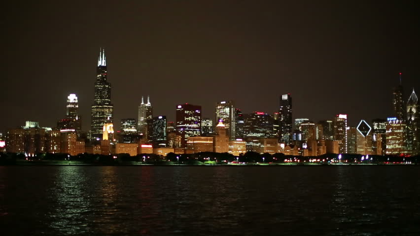 Chicago Skyline At Night Pan Stock Footage Video 100 Royalty Free 5001146 Shutterstock