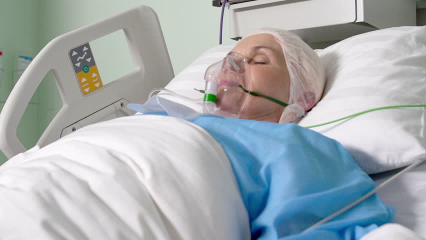 Elderly Female Caucasian Lady Sleeping In A Hospital Bed Recoverying From Illness Stock Footage 