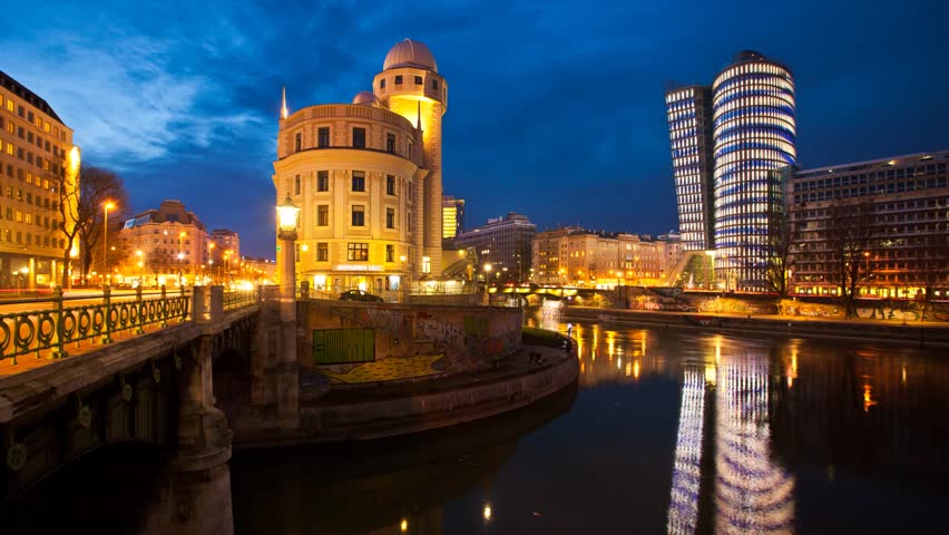 Time Lapse Of The Donaukanal (Danube Canal) Of Vienna, Austria. At The ...