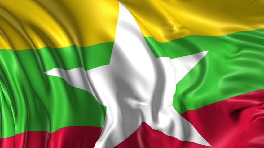 Flag of Myanmar Beautiful 3d Stock Footage Video (100% ...