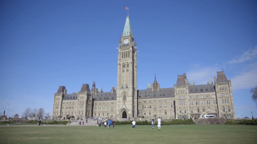 The Canadian Parliament In Downtown Ottawa, Ontario. Stock Footage