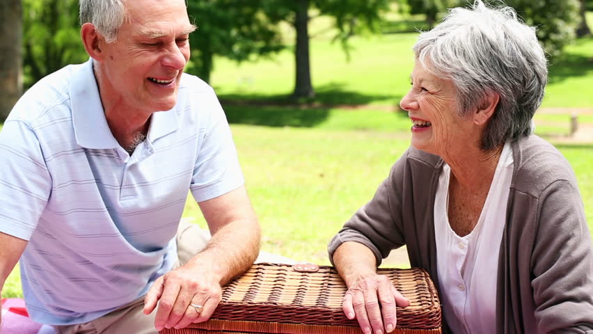 Retired People Having A Picnic Together In A Park Stock Footage Video ...