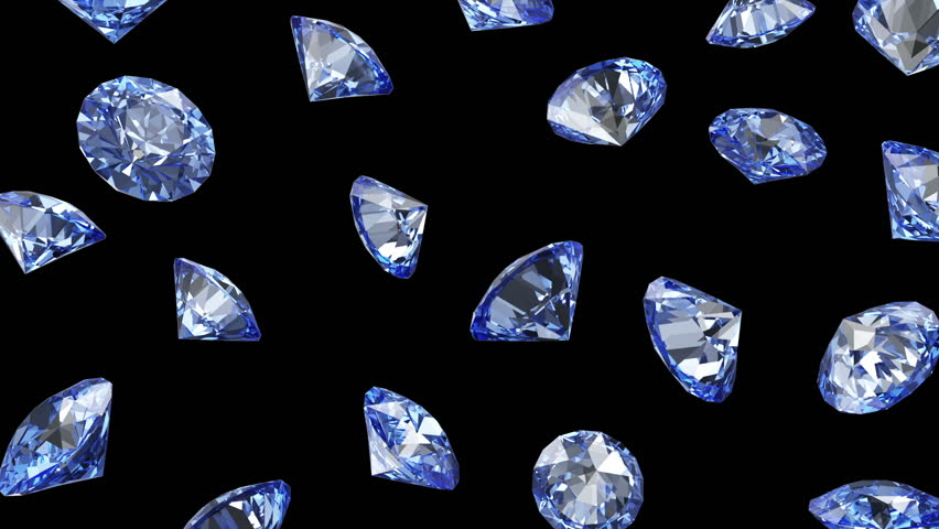 Falling Blue Diamonds On Black Stock Footage Video (100% ...