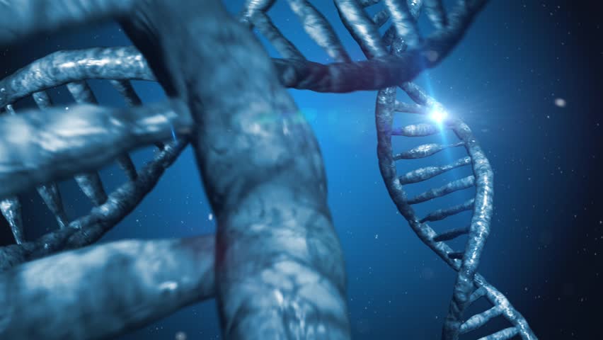 3d Rotating DNA Model On Science Scroll Background. Seamless Loop ...