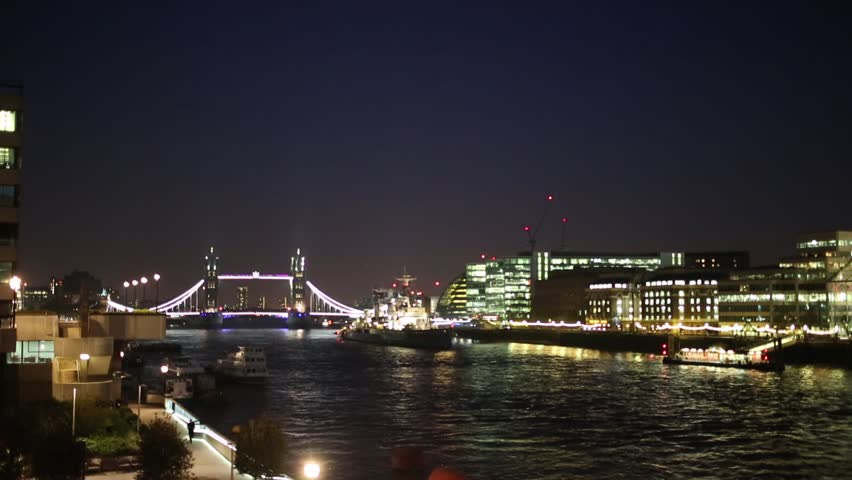 London Tower Bridge At Night Stock Footage Video 100 Royalty