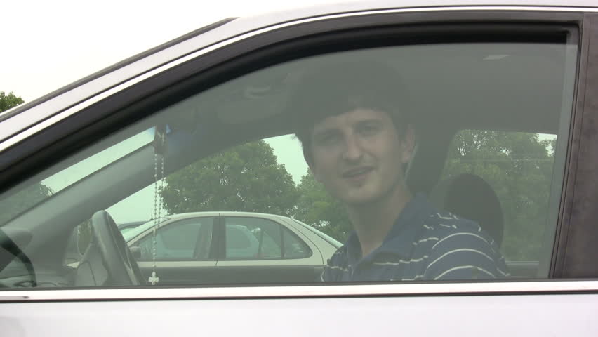 Man Rolls Down Car Window Stock Footage Video 100 Royalty Free