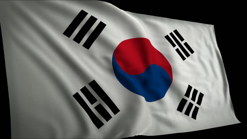 A Beautiful Satin Finish Looping Flag Animation Of South Korea. A Fully ...