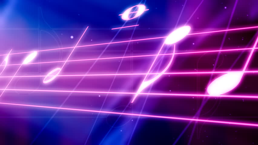Music Notes Flowing On White Background. Seamless Animation. HD 1080