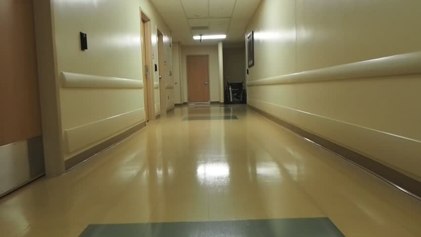 Walk Through Clean, Shiny, Well Maintained Hospital Hallways. 1080p