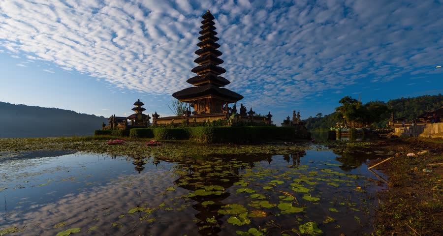  Bali  Pura Ulun Danu Bratan Temple Silhouette And Sunset 