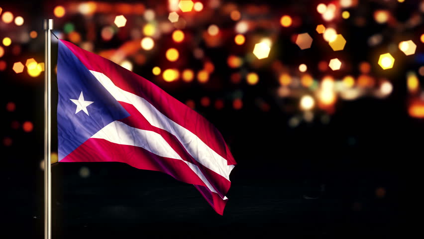 Puerto Rico National Flag City Stock Footage Video 100 Royalty