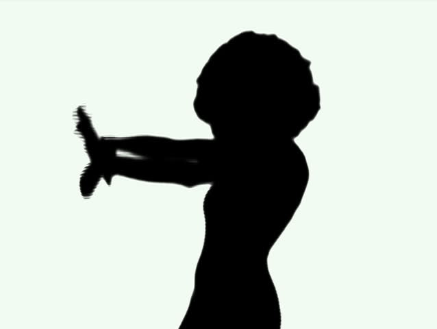 Dancing Silhouette Afro Woman. Black And White. Flat Animation. Alpha