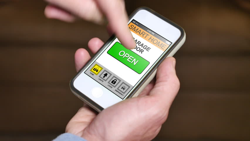 Stock Of A Opens His Garage Door Remotely 7892989 Shutterstock 4k00 06a Closes His Garage Door Remotely With A Smartphone App