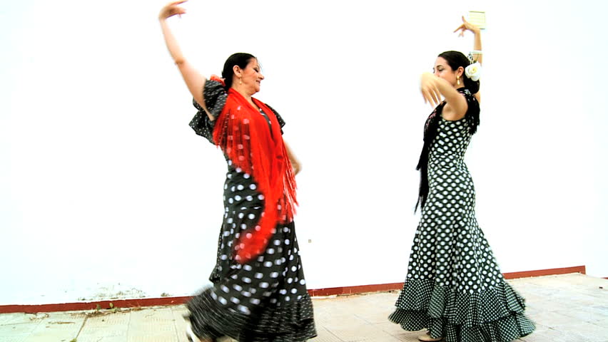 Stock video of two ladies dancing dramatic traditional spanish | 808996 ...