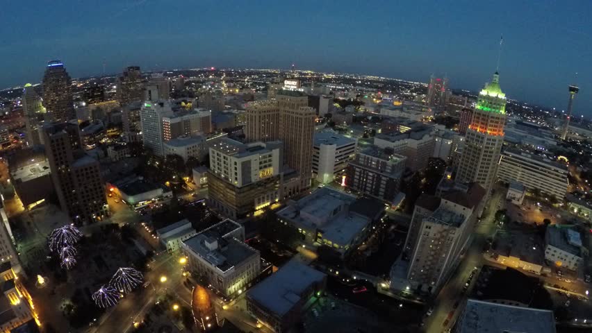 Downtown San Antonio Texas Aerial Stock Footage Video (100% Royalty