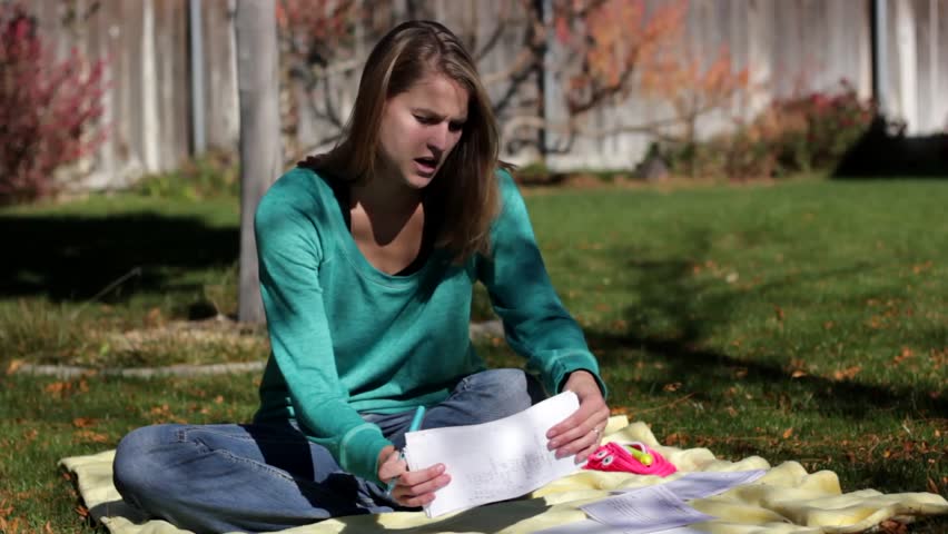 She started her homework